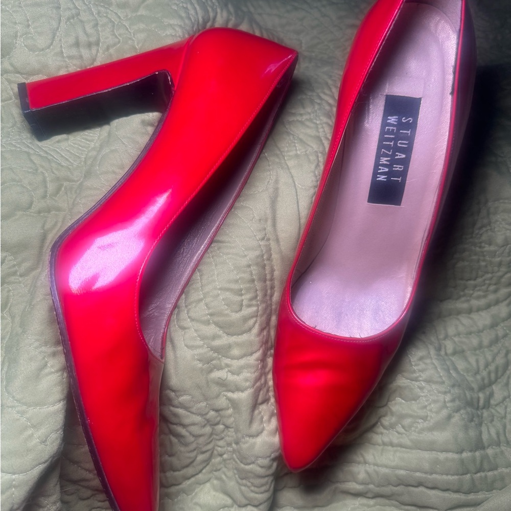 Vintage 1990s Stuart Weitzman Red Women's Heels Pumps size 9 great condition